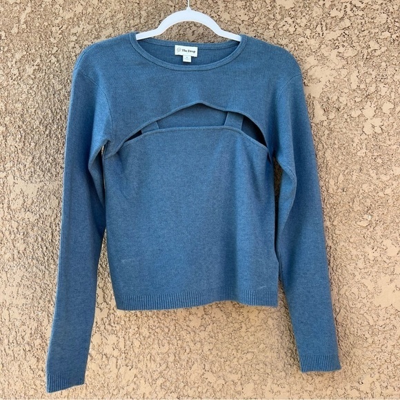 The Drop Women's Nomi Cropped Sweater Top Womens Size Medium Blue - Picture 5 of 12